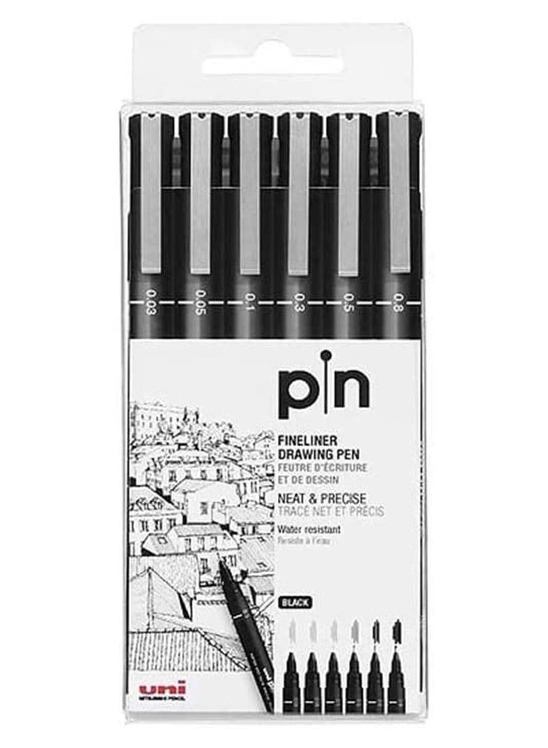 6-Piece Fineliner Pen Set Black