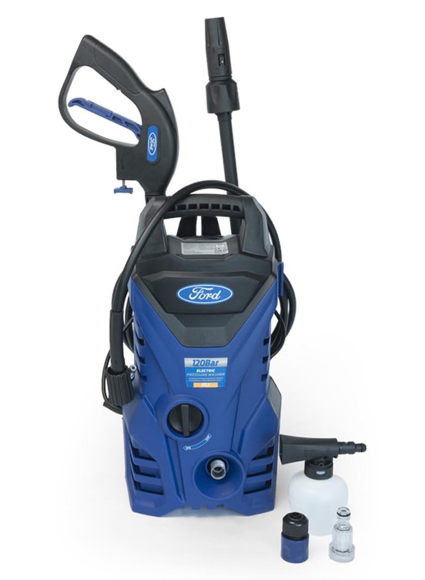 Ford 120 Bar Electric Pressure Washer With 5 Meter Hose & Soap Dispenser, Compact Design 1500 Watt Pressure Washer, Pressure Washer For Car, Home & Garden, Blue, F2.1 Blue/Black 27x46x26cm