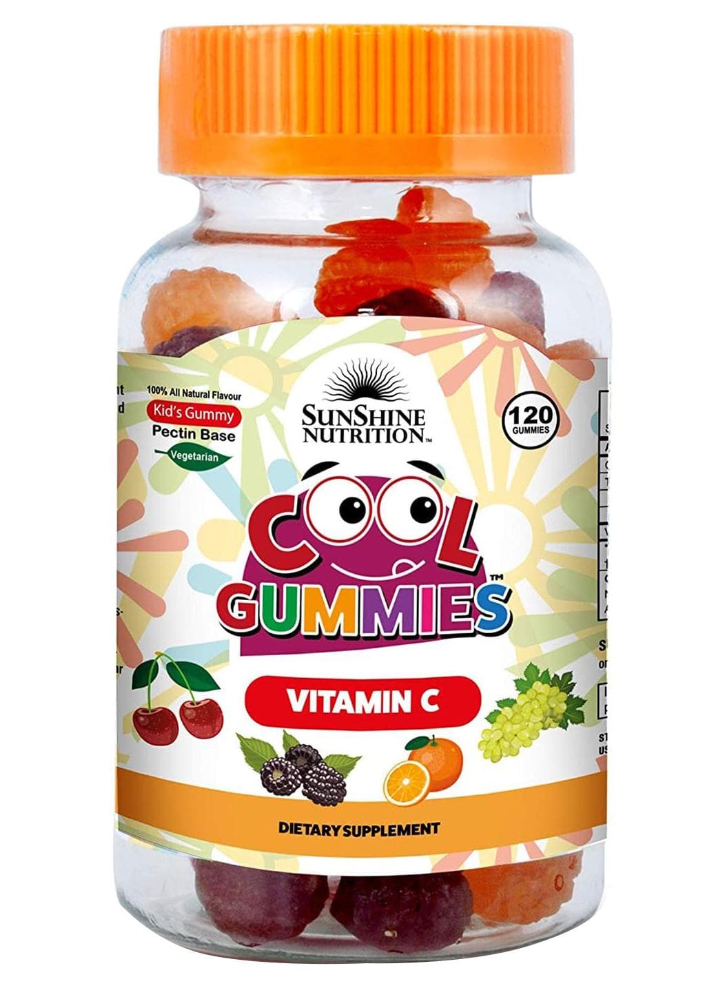 Cool Gummies Kids Gummy Pectin Base Infused With Vitamin C Dietary Supplement Support Antioxidant and Immune support Vegetarian 120 Gummies