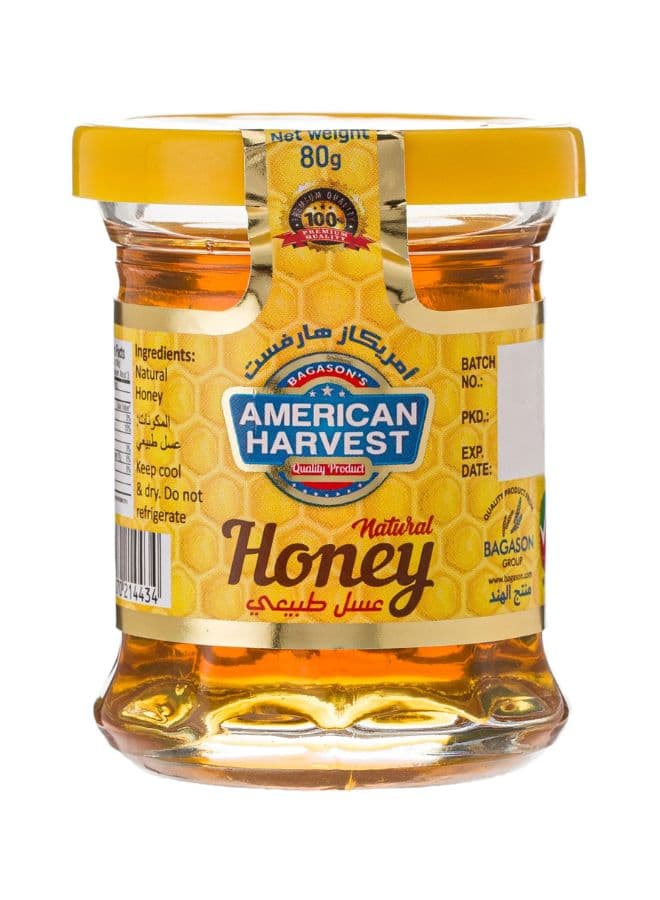 Natural Honey Glass Jar 80grams
