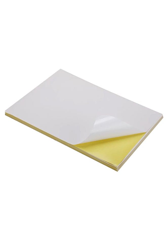 100 Sheets A4 Adhesive Sticker Paper For Laser Inkjet Printer Matte White