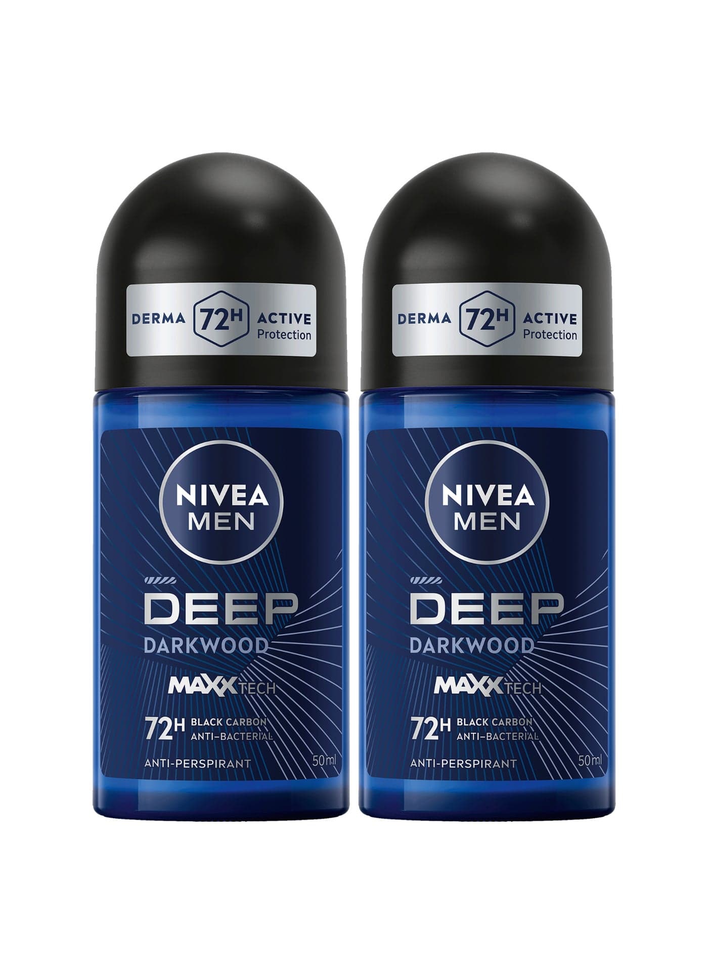 Deep Black Carbon And Dark Wood Antiperspirant Roll On 50ml Pack of 2