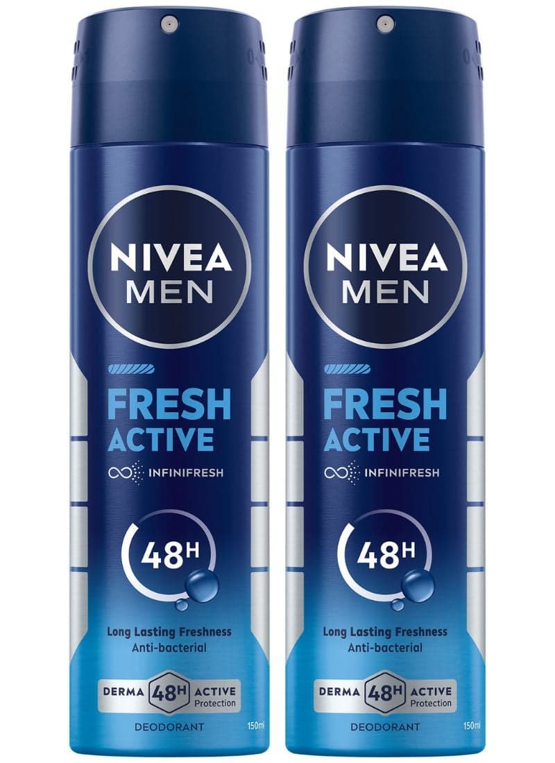 Pack Of 2 Fresh Active Deodorant Spray 150ml