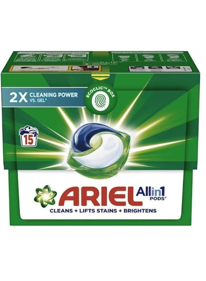 Original All-In-1 Pods, 15 Count Laundry Detergent Pods. Cleans Multicolour 286.5grams