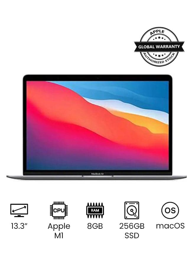 Macbook Air MGN63 | 13-Inch Display | Apple M1 Chip | 8-Core Processor And 7-Core Graphics | 8GB RAM | 256GB SSD | English Keyboard | International Version | English Space Grey