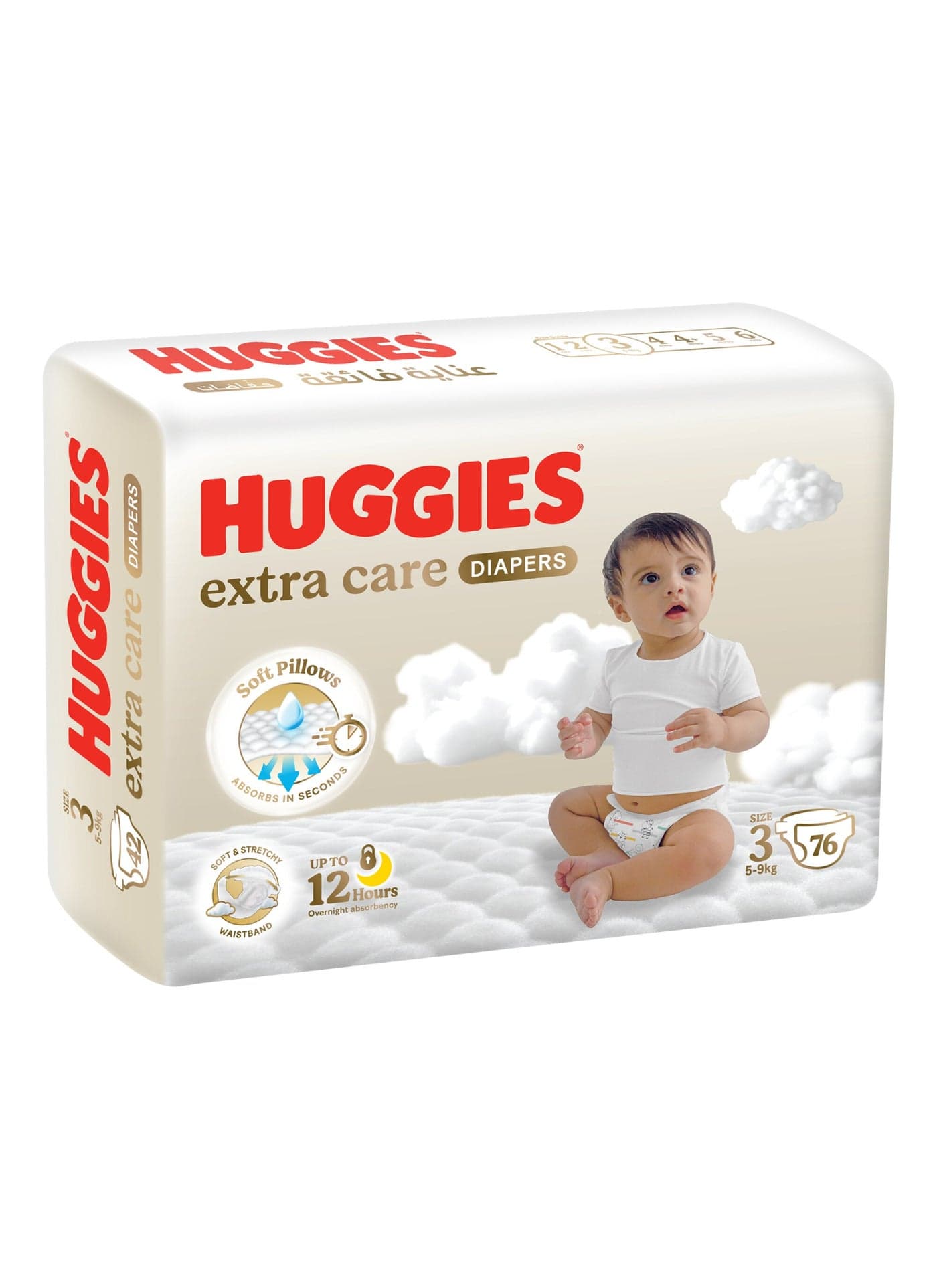 Extra Care Baby Diapers, Diapers Size 3, (5 - 9 kg), Jumbo Pack of 76 Diapers