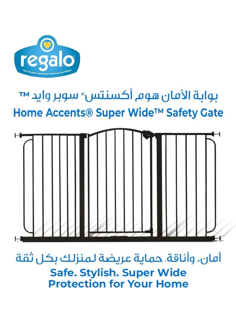 Extra Wide Safety Gate for Baby or Pet | Adjustable Metal Frame Fits 29 to 58 Inches Openings | Pressure Mount with Door | 30 Inches Tall | Walk Through | With Extensions | Bronze