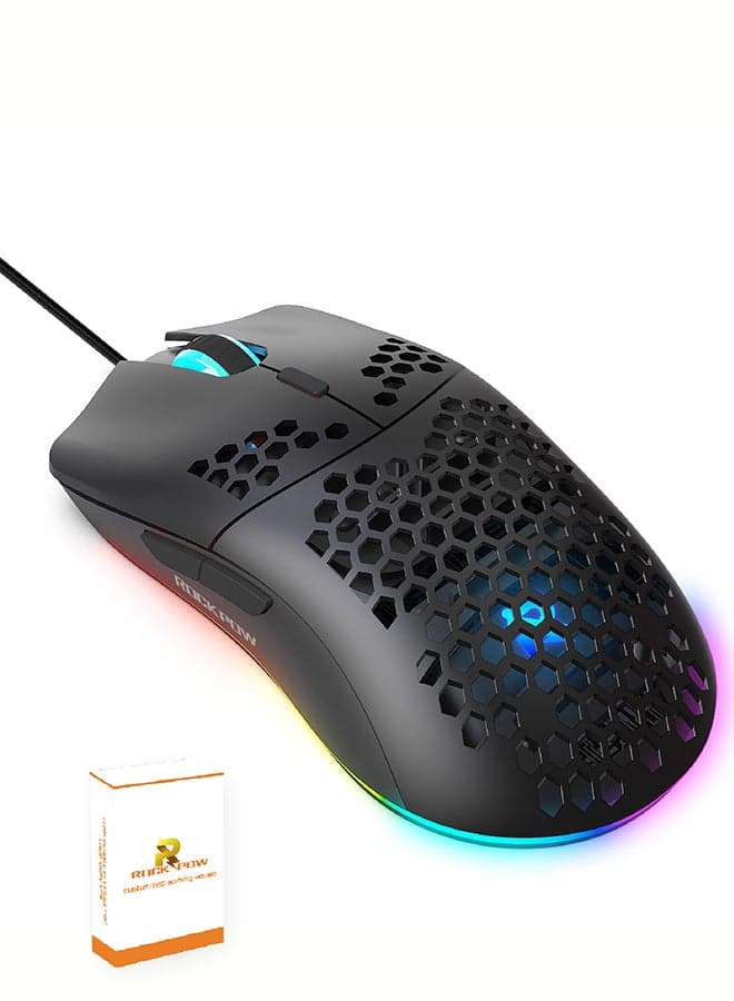 Gaming Mouse,Gaming Mice Honeycomb Hollow Design Ergonomic Wired Mouse with RGB Backlight,up to 8000 DPI,RGB Gaming Mouse for Mac, Laptop,Computer,PC