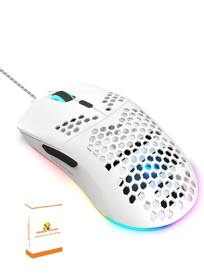 Gaming Mouse,Gaming Mice Honeycomb Hollow Design Ergonomic Wired Mouse with RGB Backlight,up to 8000 DPI,RGB Gaming Mouse for Mac, Laptop,Computer,PC