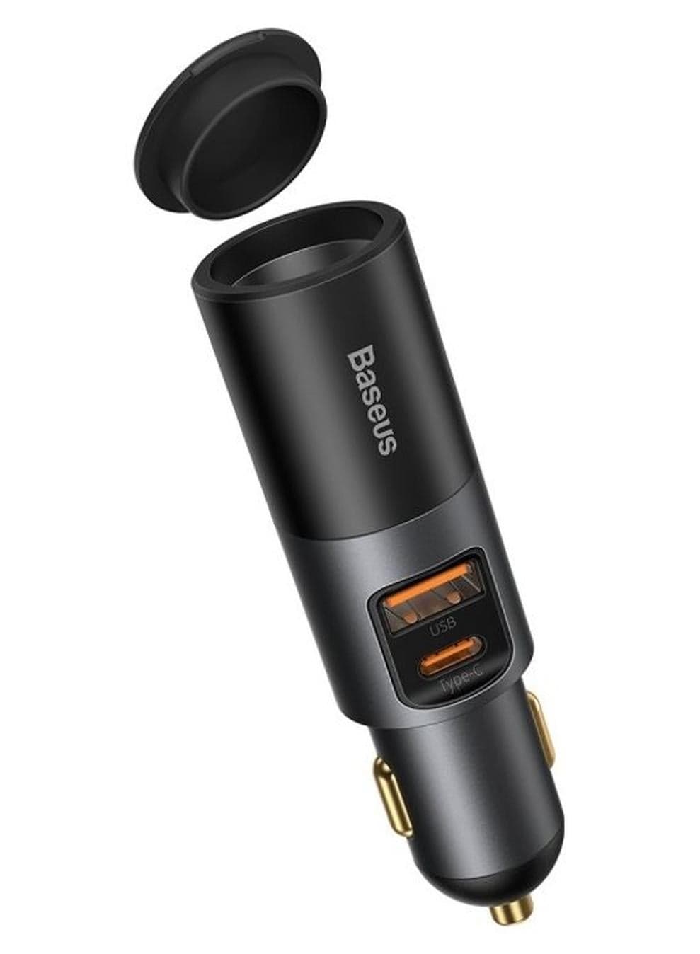 USB C Car Charger 120W Multi USB Fast Charging QC 3.0 & PD 3.0 30W+30W+60W 1 USB, 1 Type-C and Expansion Ports Cigarette Lighter for Smartphones/Tablets/Switch Black