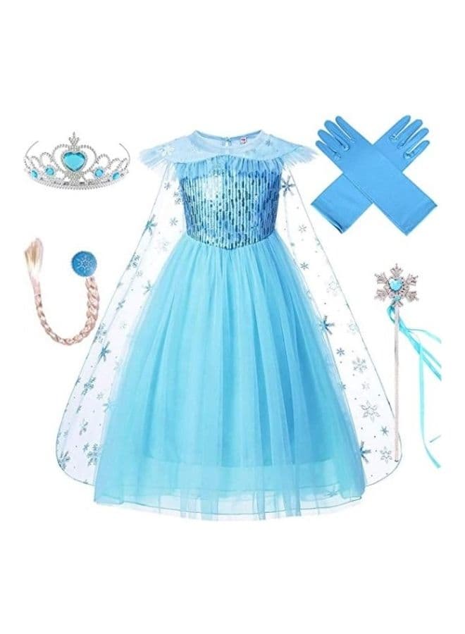 Snow Queen Costume Dress With Accessory Set 140cm