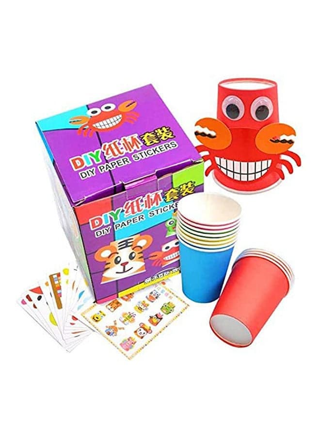 Crafts Paper Cups Art Kit Kids Crafts Art Toys Diy Crafts Toys For Kids Children 12 Pcs Paper Cup And 12 Pcs Stickers, Learning Toy (Model A)