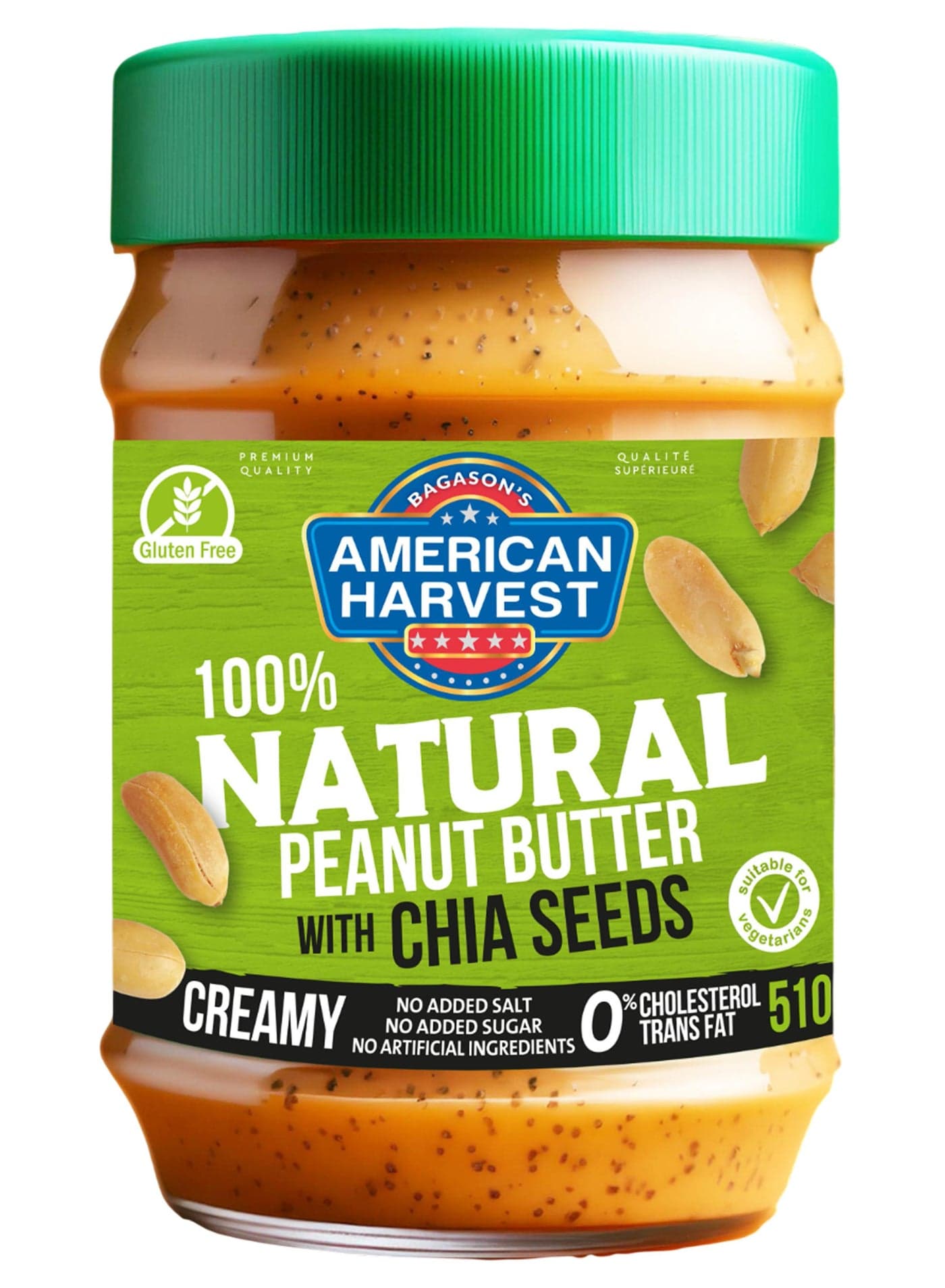 Natural Peanut Butter Creamy With Chia Seeds 510grams