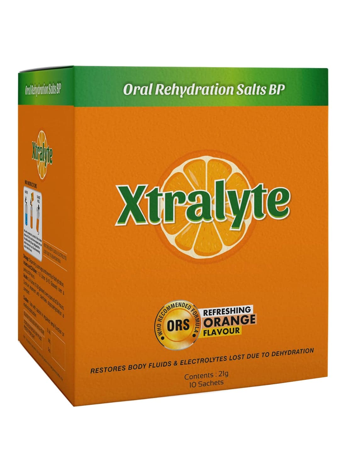 Oral Rehydration Salt 10 Sachets 21g Orange - Electrolyte Powder