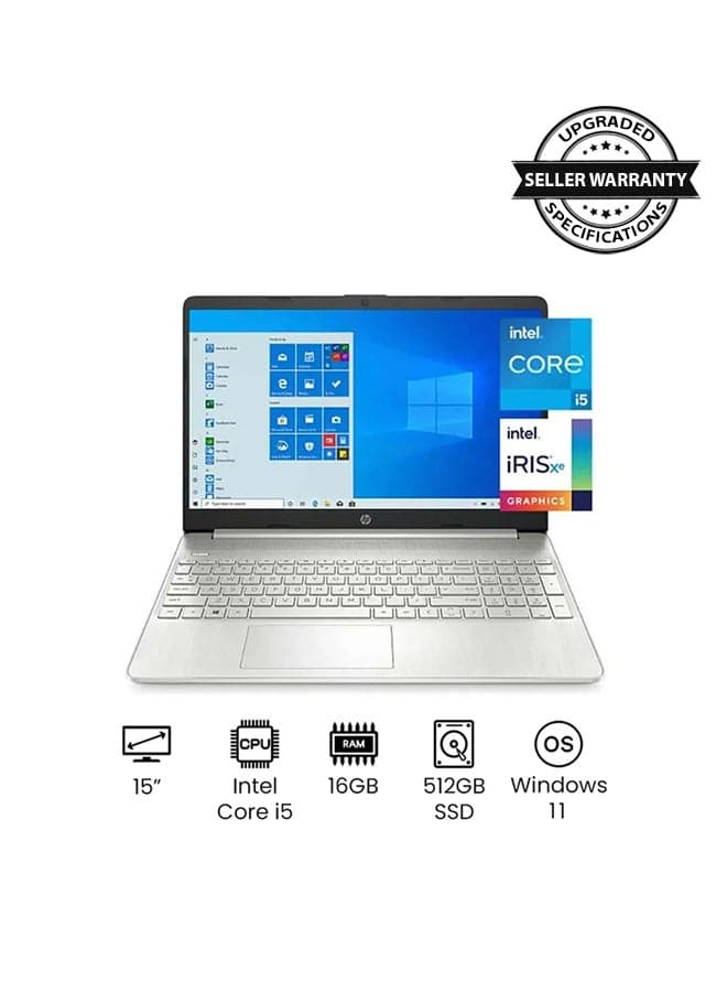 (Upgraded Version) 15-dy2095wm Laptop With 15.6-Inch FHD Display, 11th Gen Core i5-1135G7 Processor/16GB RAM/512GB SSD/Intel Iris Xe Graphics/Windows 11 / English/Arabic Silver