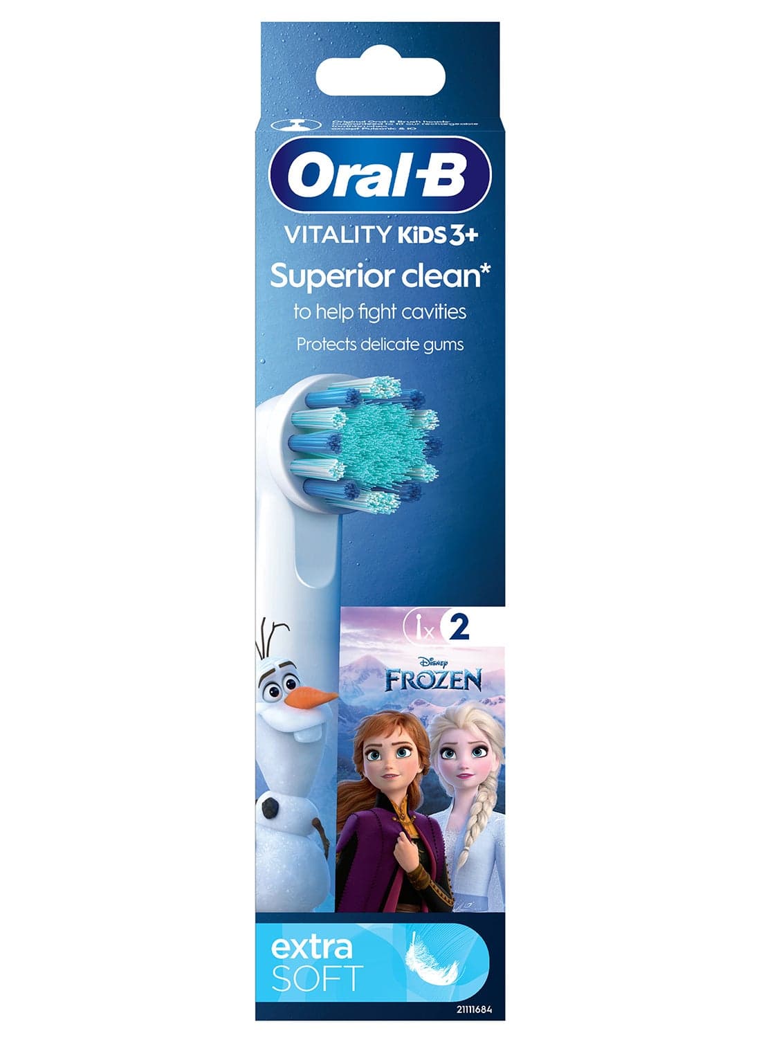 Kids Vitality Superior Clean Rechargeable Electric Toothbrush Heads, Frozen, 3+ Years, 1 Count Purple