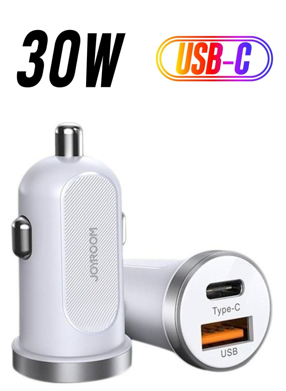 C-A08 Mini Dual-Port 30W Smart Car Charger White
