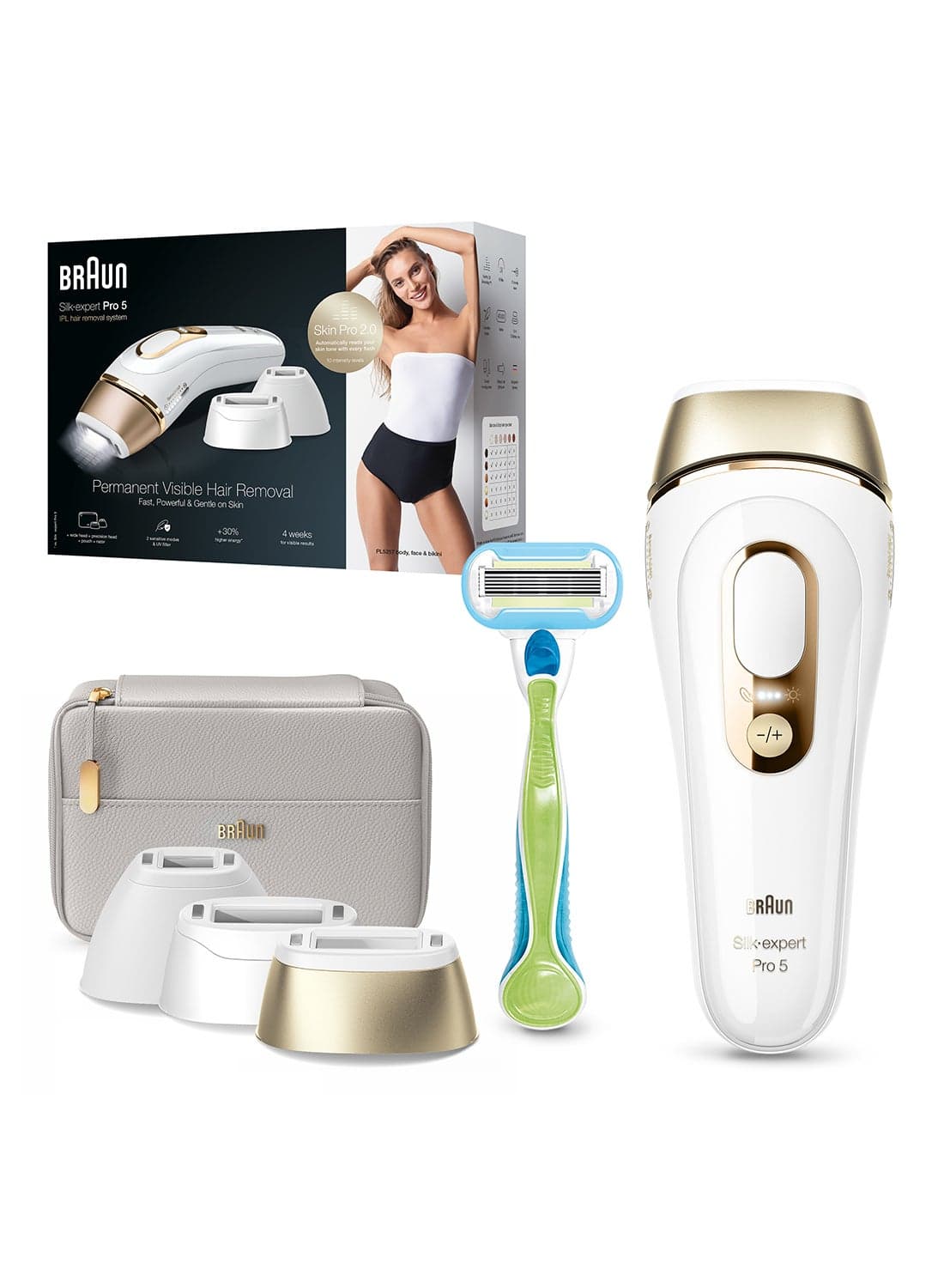 Braun Silk·expert Pro 5, PL5257 Women’s IPL, At-Home Permanent Visible Hair Removal White/Gold