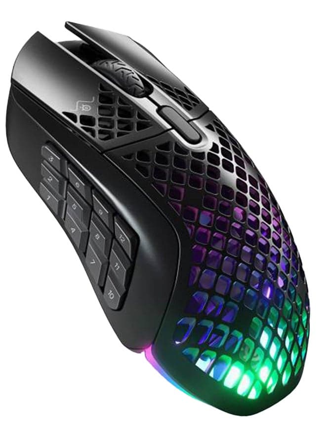 SteelSeries Aerox 9 Wireless Gaming Mouse, 40G Acceleration, 18000 in 100 CPI Increments, Ultra Lightweight, 3 RGB Zone, IP54 Water Resistance, Bluetooth 5.0,180H Battery Life, USB-C, Onyx | 62618
