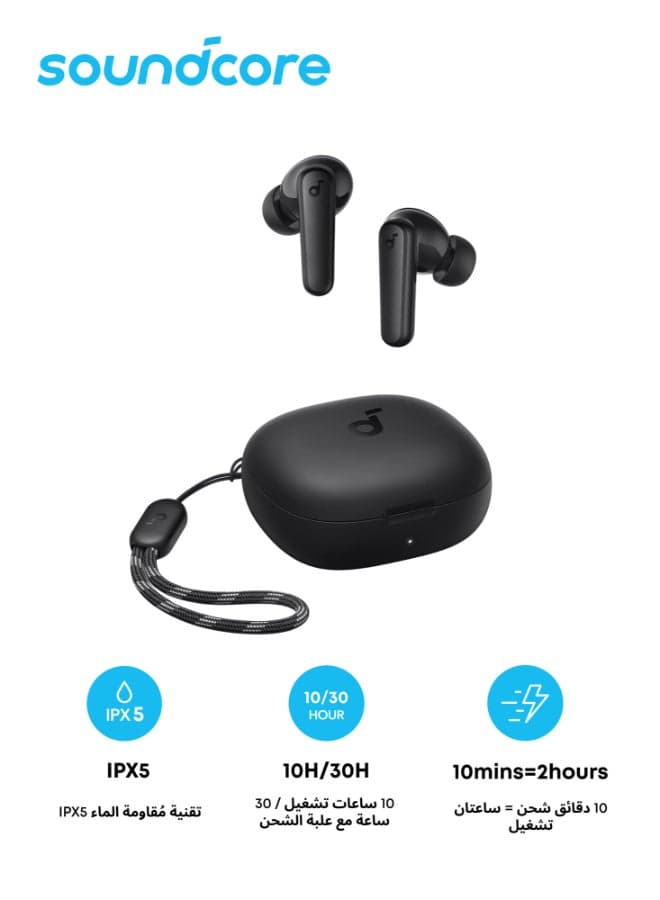 R50i True Wireless Earbuds 10mm Drivers with Big Bass, 30H Playtime, IPX5-Water Resistant, AI Clear Calls with 2 Mics, 22 Preset EQs via App Black