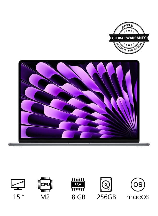MacBook Air MQKP3 | 15 Inch Display | Apple M2 Chip | 8-Core CPU and 10-Core GPU | 8GB RAM | 256GB SSD | macOS | English Keyboard | International Version | Space Grey