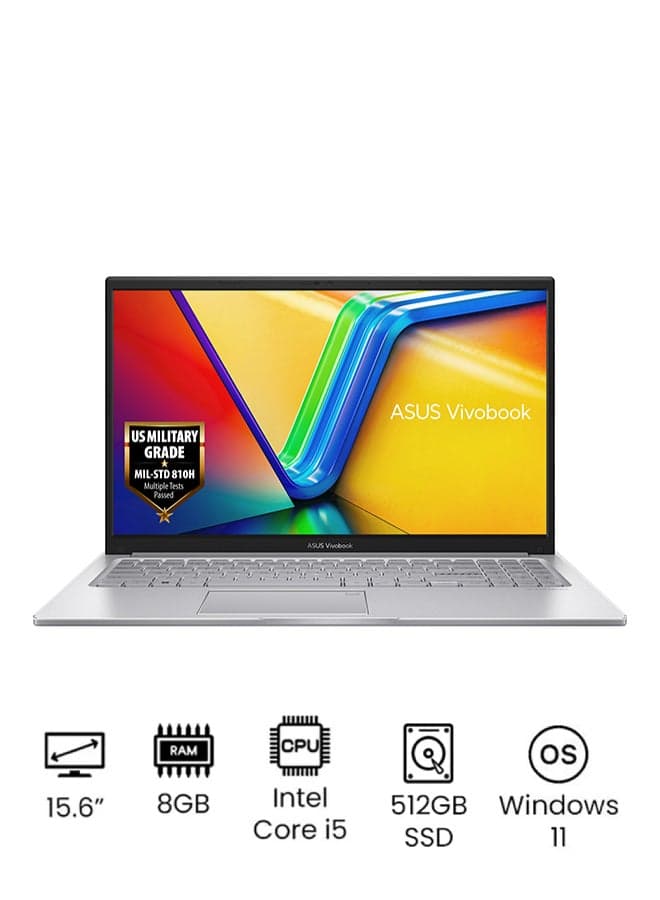 (Upgraded Version) VivoBook Laptop With 15.6-Inch Full HD Display, Core i5-1235U Processor/8GB RAM/512GB SSD/Windows 11/Intel UHD Graphics/ English/Arabic Cool Silver English/Arabic Cool Silver