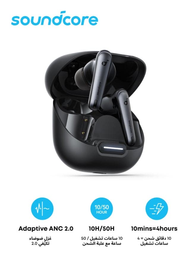 Liberty 4 NC Earbuds, 98.5 Percent Noise Reduction, Adaptive Cancelling To Ears And Environment, Hi-Res Sound, 50H Battery, Wireless Charging, Bluetooth 5.3 Black