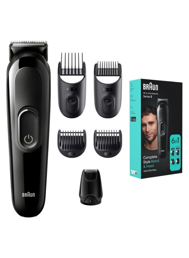 Braun All-In-One Style Kit Series 3 3410, 6-in-1 Kit for Beard, Hair & More black