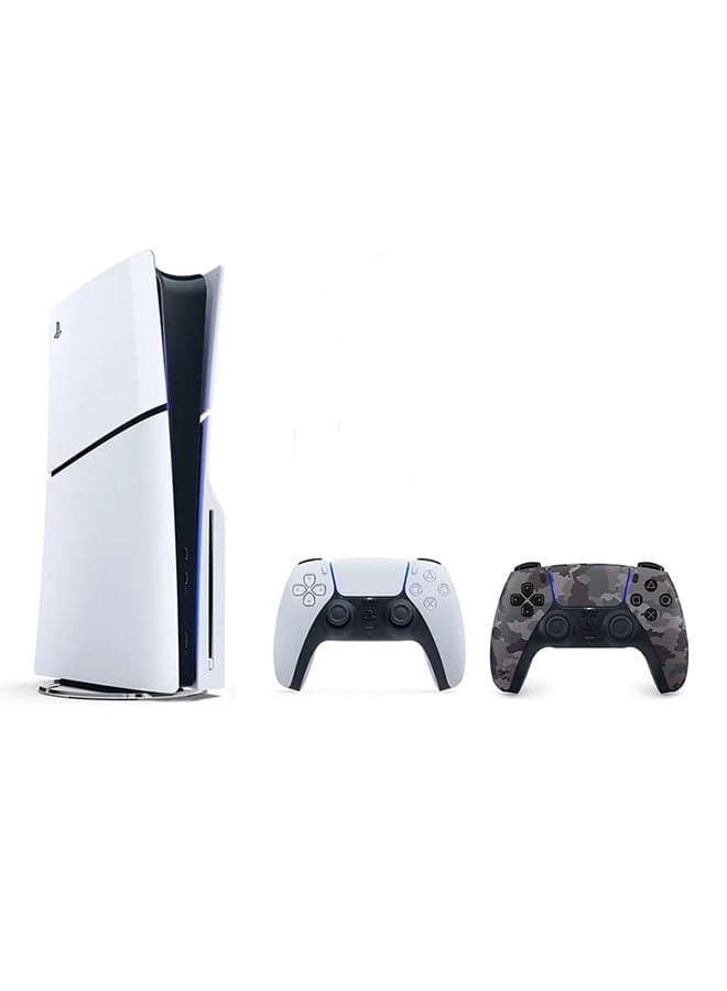 PlayStation 5 Slim Console Disc Version With Extra Grey Camouflage Controller