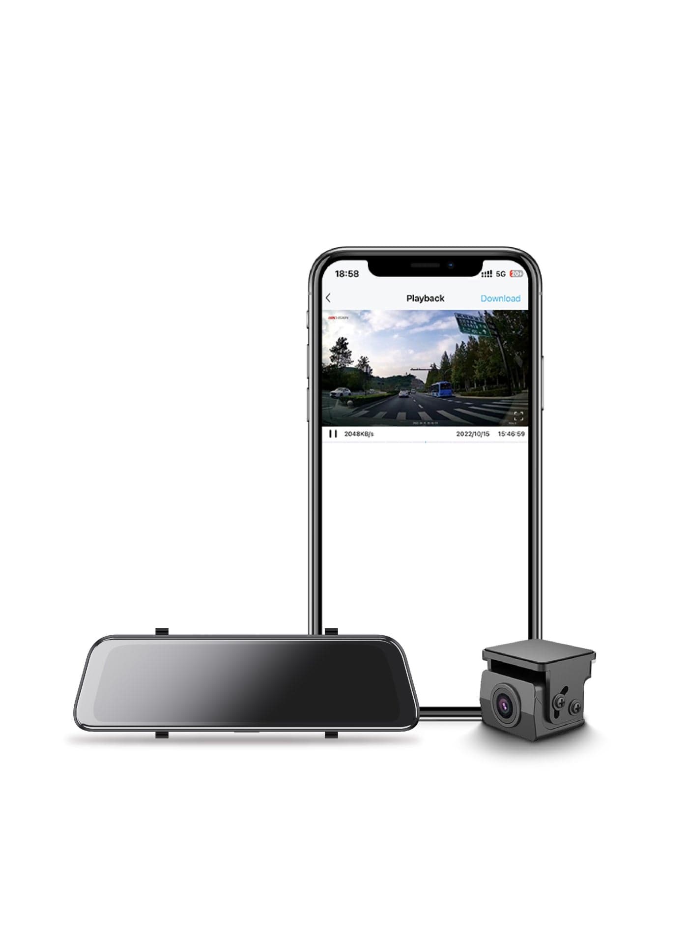 Hikvision Rearview Mirror DashCam, N6Pro, 2K, Dual Channel, 10 inch Touch Screen, APP, Voice Control, Reversing Assistance