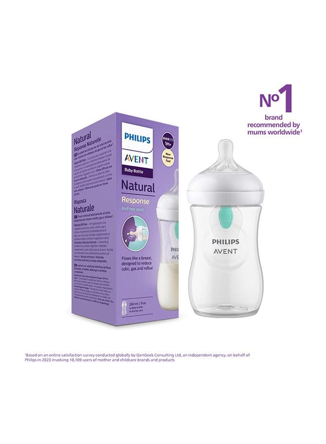 Natural Response Baby Feeding Bottle With Airfree Vent 260Ml | | Ideal for 1 months+|No.1 Brand Recommended By Moms Worldwide |Natural Response Technology Mimics Breastfeeding | Uniquely Designed Nipple Releases Milk Only When Baby Drinks
