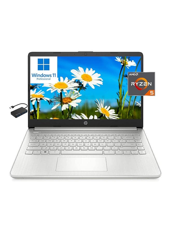 (Upgraded Version) Laptop With 14-Inch Display, AMD Ryzen 5 5500U Processor/16GB RAM/256GB SSD/AMD Radeon R5 Graphics/Windows 11 Pro With Hub English Natural Silver English Natural Silver
