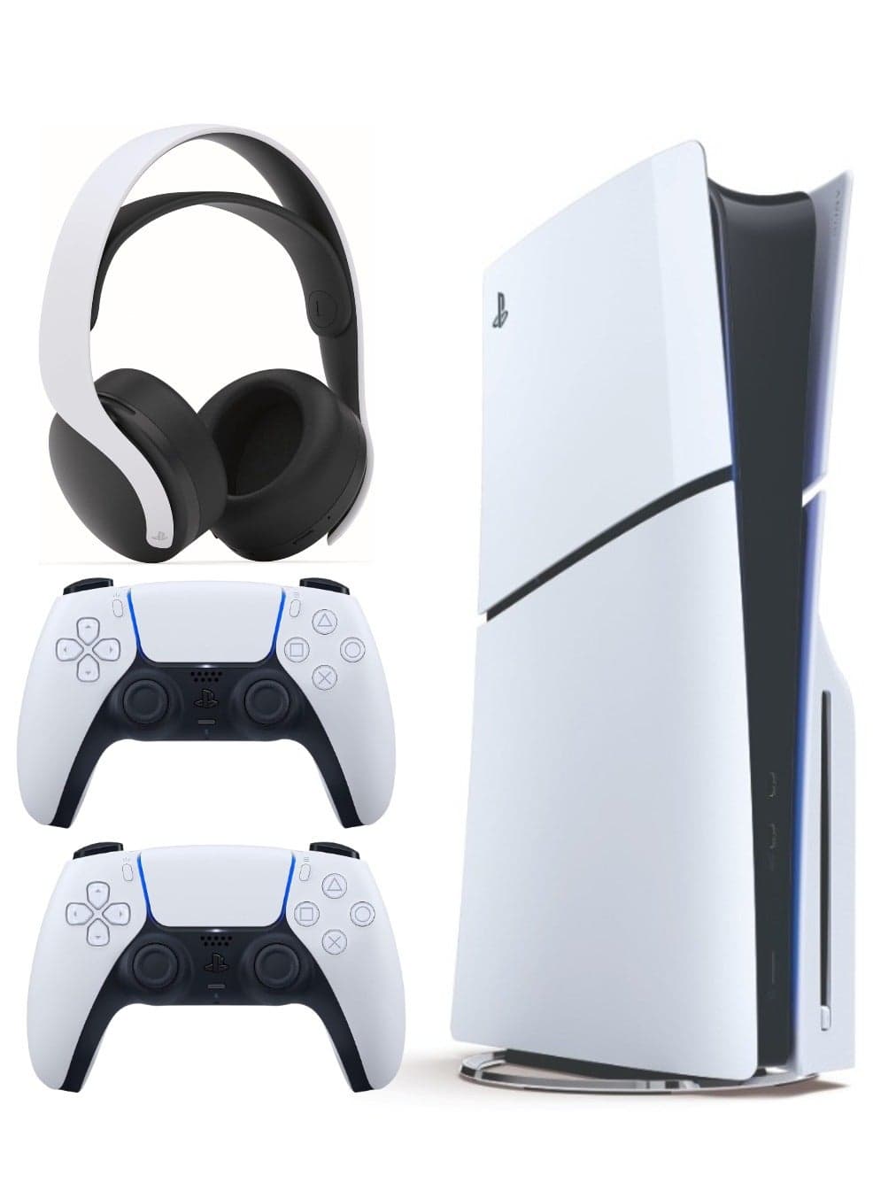 PlayStation 5 Slim Disc Console With Extra Wireless Controller - White And Pulse 3D Headset - White
