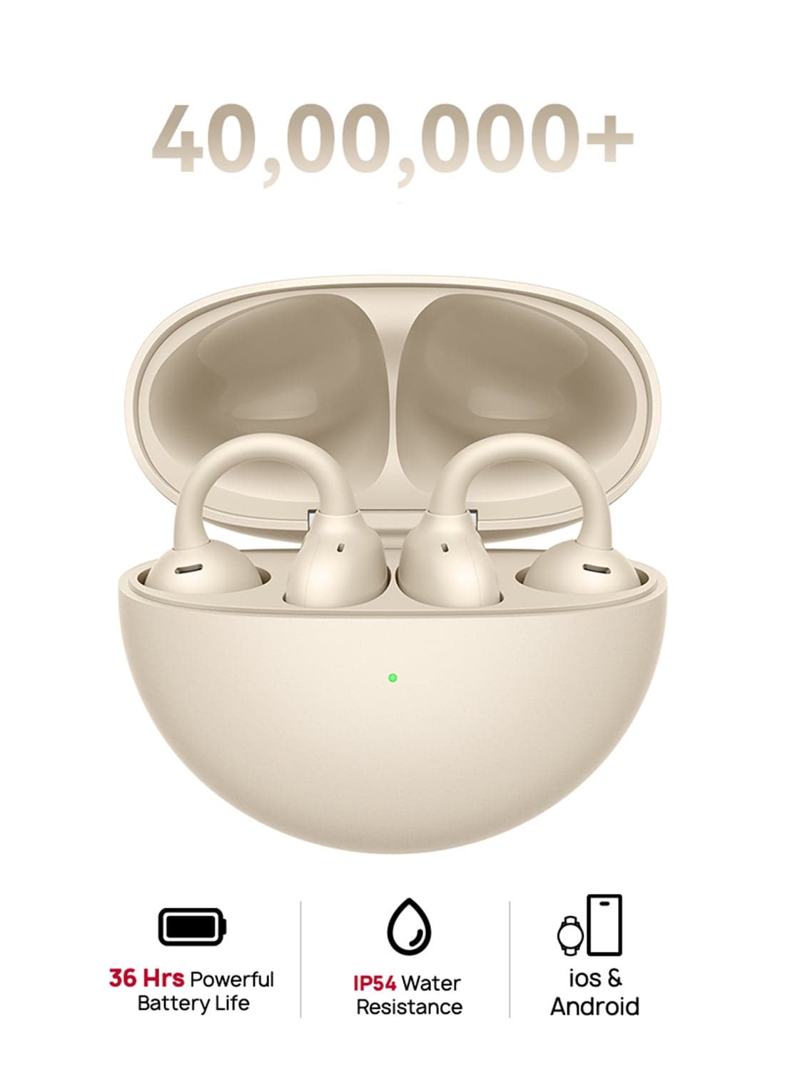FreeClip Wireless Earphones, Bluetooth Earbuds, Futuristic Aesthetic Design, Feather-Like Wearing, Open-Ear Listening, Long Battery Life, iOS And Android Beige