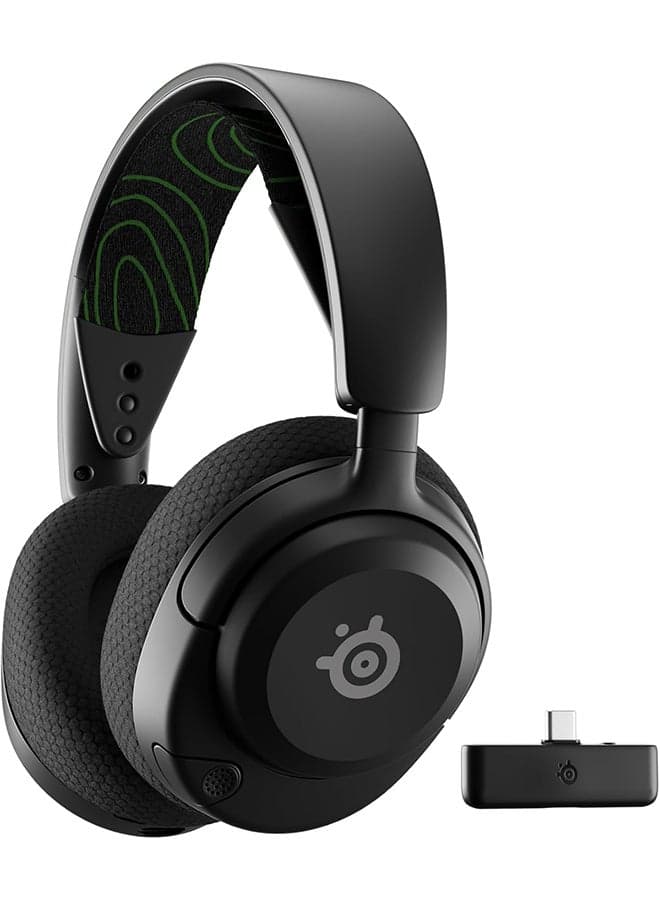 SteelSeries Arctis Nova 5X Wireless Headphones, 40mm Neodymium Drivers, ClearCast Gen 2.x, Retractable Boom, 360° Spatial Audio, Quick-Switch Wireless for Xbox, PC, PS, Switch, Mobile, Black / Green | 61676