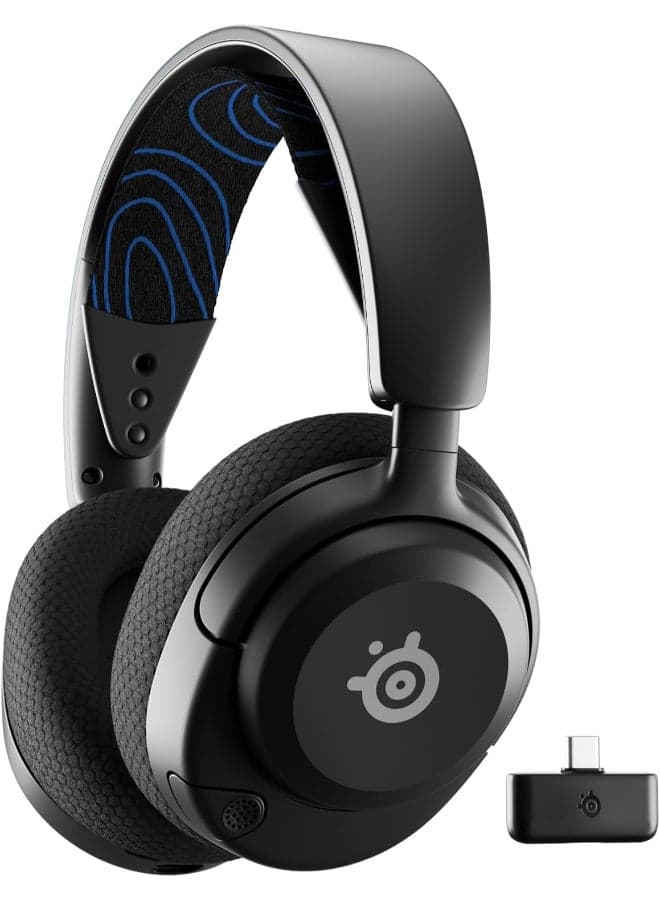 SteelSeries Arctis Nova 5P Wireless Headphones, 40mm Neodymium Drivers, ClearCast Gen 2.x, Retractable Boom, 360° Spatial Audio, Quick-Switch Wireless, Black / Blue | 61673