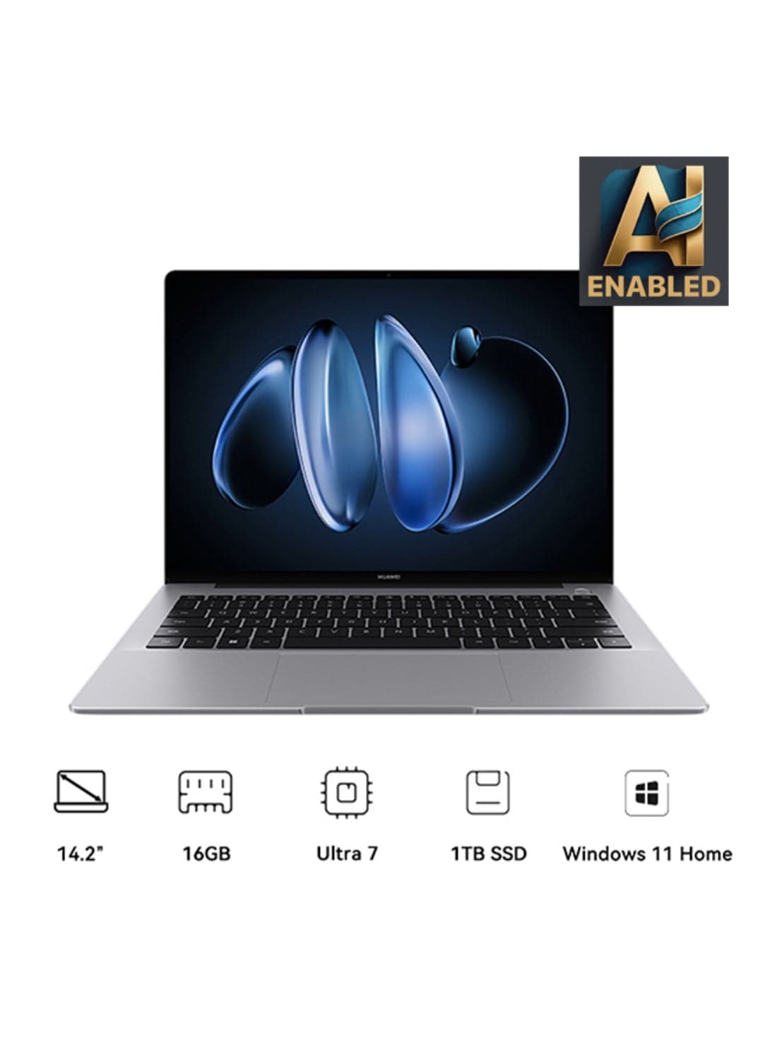 Matebook 14 Touchscreen Laptop With 14.2-Inch 2.8K OLED Touch-Control Handwriting Display, Core Ultra 7 155H Processor/16GB RAM/1TB SSD/Intel Iris XE Graphics/Windows 11 Home English/Arabic Space Grey English/Arabic Space Grey