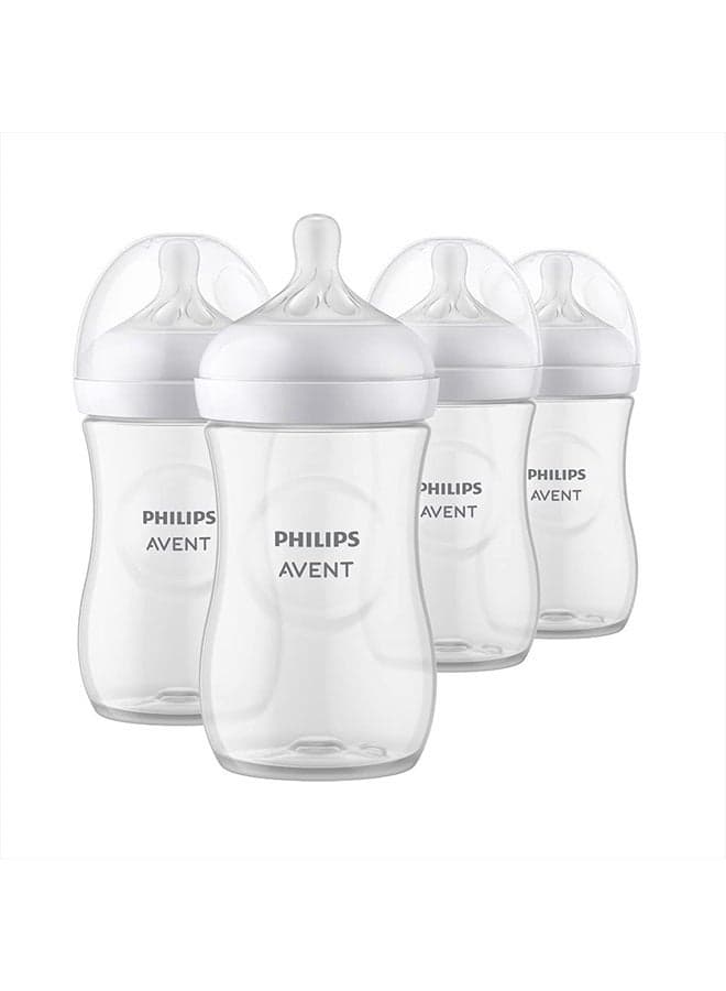 Pack Of 4 Natural Baby Bottle with Natural Response Nipple, Clear, 9oz