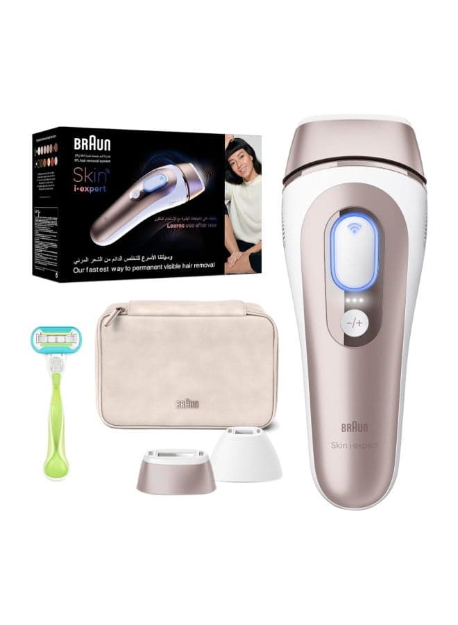 IPL Skin iexpert Pro 7 PL7147 at Home Hair Removal, Free App, Pouch, Venus Razor, 2 Heads. Pink / White