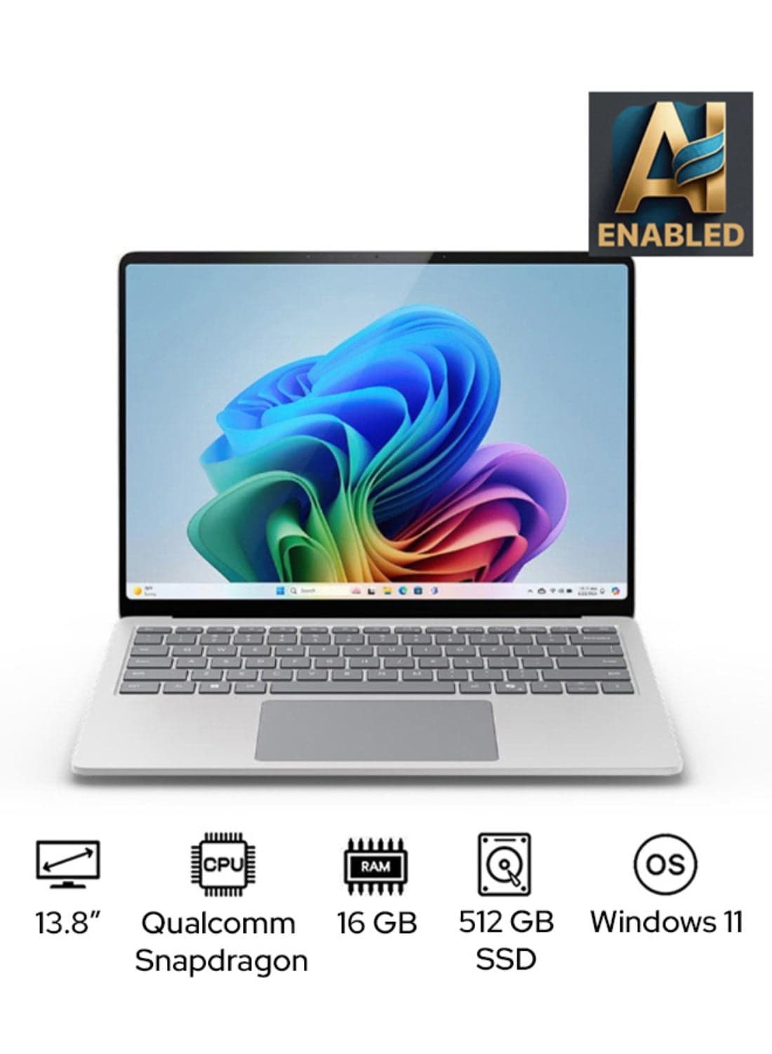 Surface Laptop 7 Copilot+ PC Laptop With 13.8-Inch Full HD Display, Qualcomm Snapdragon X Plus Processor/16GB RAM/512GB SSD/Qualcomm Adreno Graphics/Windows 11 English/Arabic Platinum