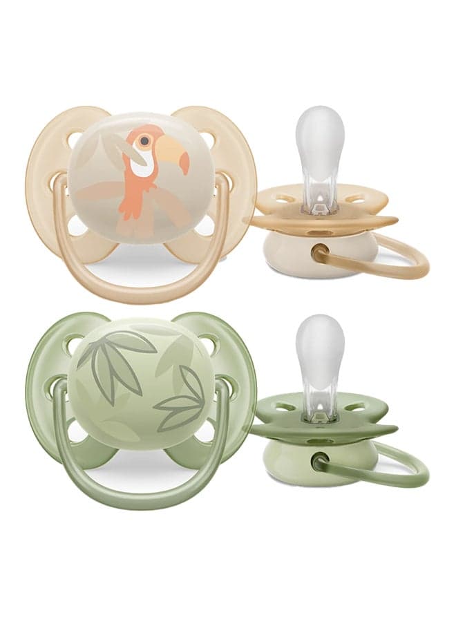 Soother Ultra SOFT 0-6M For Boys, 2 Pieces | No.1 Brand Recommended by Moms Worldwide | Light, Soft, BPA free, Orthodontic with Sterilization Case