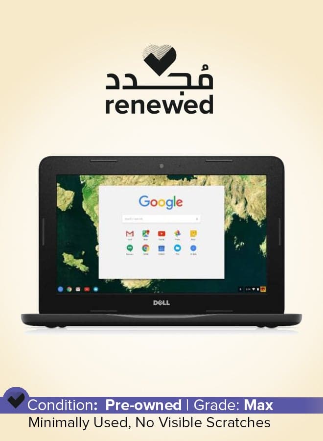 Renewed - Chromebook 3180 With 11.6-Inch Display,Intel Celeron N3060 Processor/Dual Core/6th Gen/4GB RAM/16GB SSD/Intel HD Graphics 400/Chrome OS English/Arabic Black