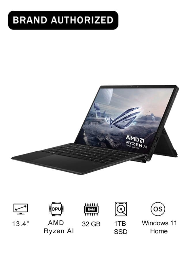ROG Flow Z13 Touchscreen Laptop With 13.4-Inch Display, AMD Ryzen AI MAX+ 395 Processor/32GB RAM/1TB SSD/AMD Radeon Graphics/Windows 11 Home/ English/Arabic Off Black