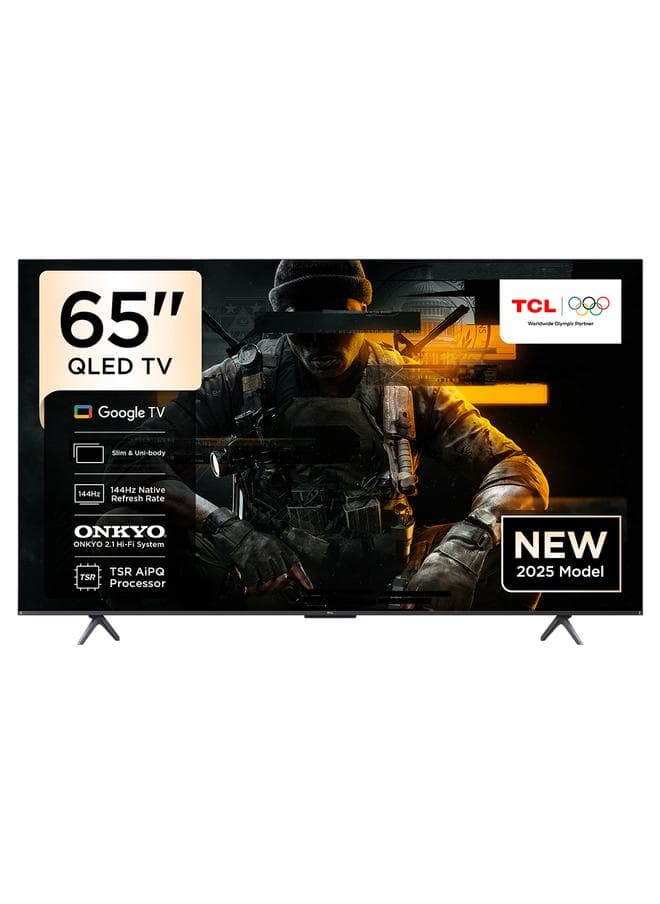 Television 65 Inch Smart TV 4K QLED Colorful Quantum Crystal HDR 10+ Gaming Google TV, 144Hz Native Refresh Rate, ONKYO 2.1 Hi-Fi, Dolby Atmos, MEMC, Game Master, (2025 Model) 65T8C Brushed Titanium