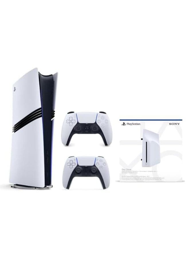 PlayStation 5 PRO Digital Console [NEW 2024 Model] with Extra Dual Sense White Controller + Disc Drive - Bundle - International Version