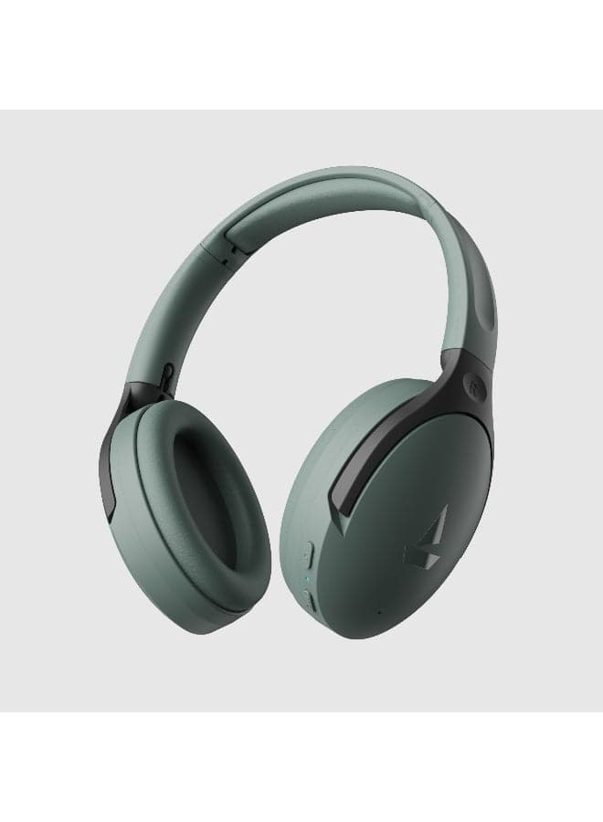 Rockerz 551 ANC Over Ear Headphones w/ Hybrid Active Noise Cancellation, Up to 100H Playtime, ASAP Charge, Ambient Sound Mode & Dual EQ Modes, ENx Technology Sage Green