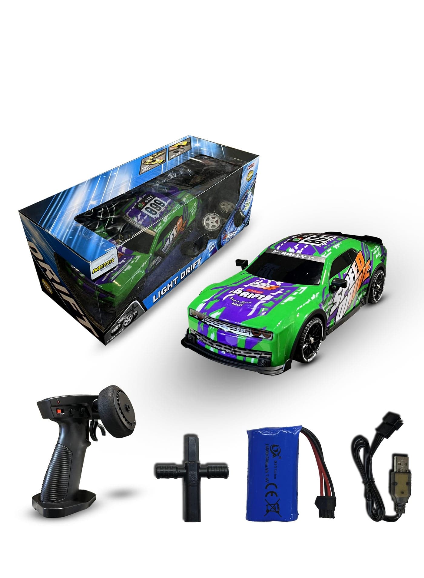 Mytoys 1/16 Remote Control Drift Car, 2.4Ghz RTR Remote Control Drift Car, 4x4 Light Up Remote Control Drifting Racing Cars Fast 18KM/H Truck, 4WD All-Road Street Bash Remote Control Truck Electric Powered High Speed Drifting for Adult