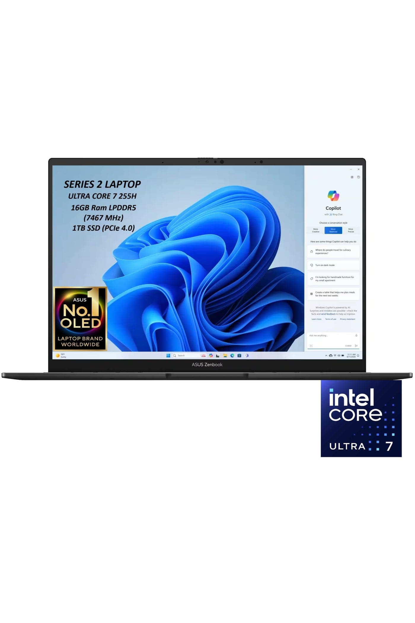 ZenBook 14 OLED Laptop With 14-Inch WUXGA Touchscreen Display, Core Ultra 7 255H Series 2 Processor/16GB RAM/1TB SSD/Intel Arc Graphics/Windows 11 Home (Upgraded) English Jasper Gray