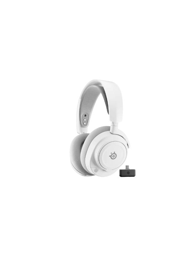 SteelSeries Arctis Nova 7 Wireless Gen 2 Gaming Headset – PC Edition, 2.4 GHz + Bluetooth, USB‑C Dongle, ClearCast Gen 2 Mic, 360° Spatial Audio, 50+ Hours Battery, Memory Foam Ear Pads, Customizable EQ, Multi-Device Connectivity, White | 61731