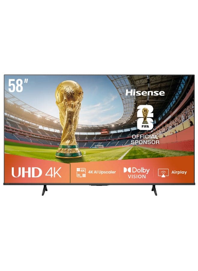 Hisense 58 inch Smart TV UHD 4K E6Q-Dolby Vision,AI 4K Upscaler,Gaming in Dolby,Smooth Motion with MEMC,AI Sports Mode,Voice Control,Share to TV,Youtube,Netflix,Disney+,Shahid  58E6Q (2025 UAE Version) 58E6Q black